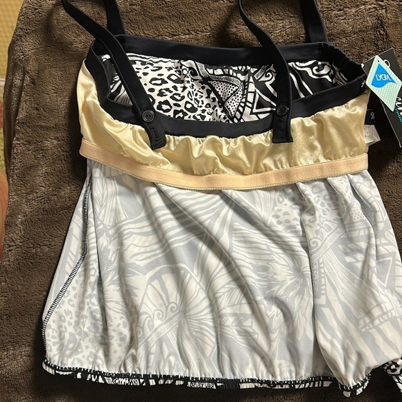 NWT MAXINE of HOLLYWOOD Bandeau Blouson Tankini and Swim Short Set Sz 14 - Picture 7 of 12